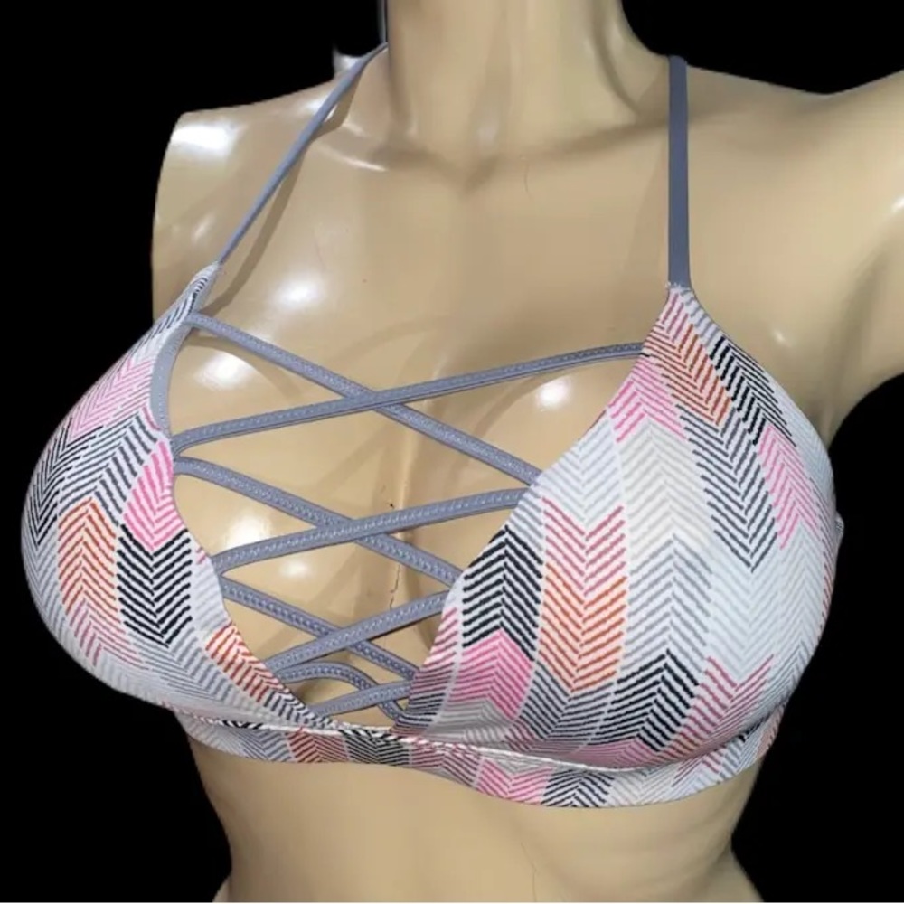Victorias Secret VSX Sport Lightly Lined Strappy Front Sports Bra Multi-Colored